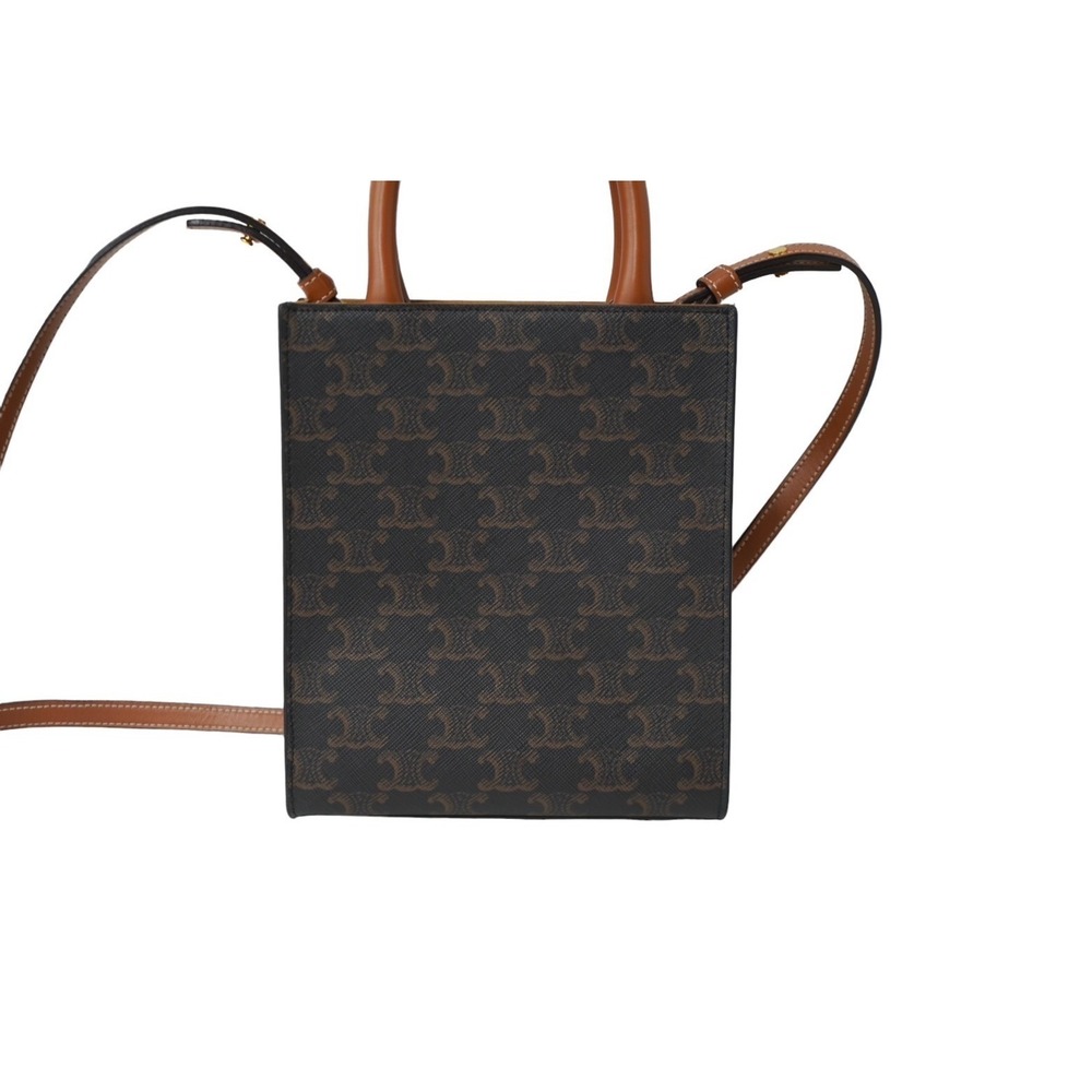 Celine Vertical Triomphe Canvas Shoulder Bag Brown Logo - Picture 2 of 8